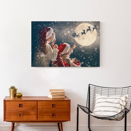 Magical Santa Sleigh Scene Canvas Wall Art
